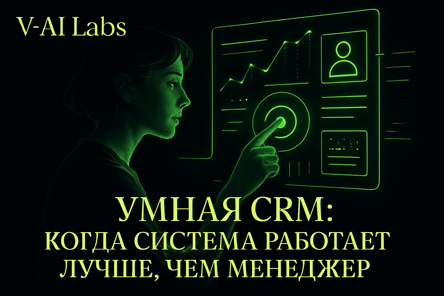 Интерфейс умной CRM-системы на экране ноутбука в офисе сервисной компании