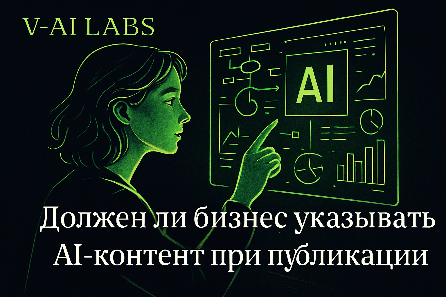 Предприниматель смотрит на экран с пометкой AI-контент