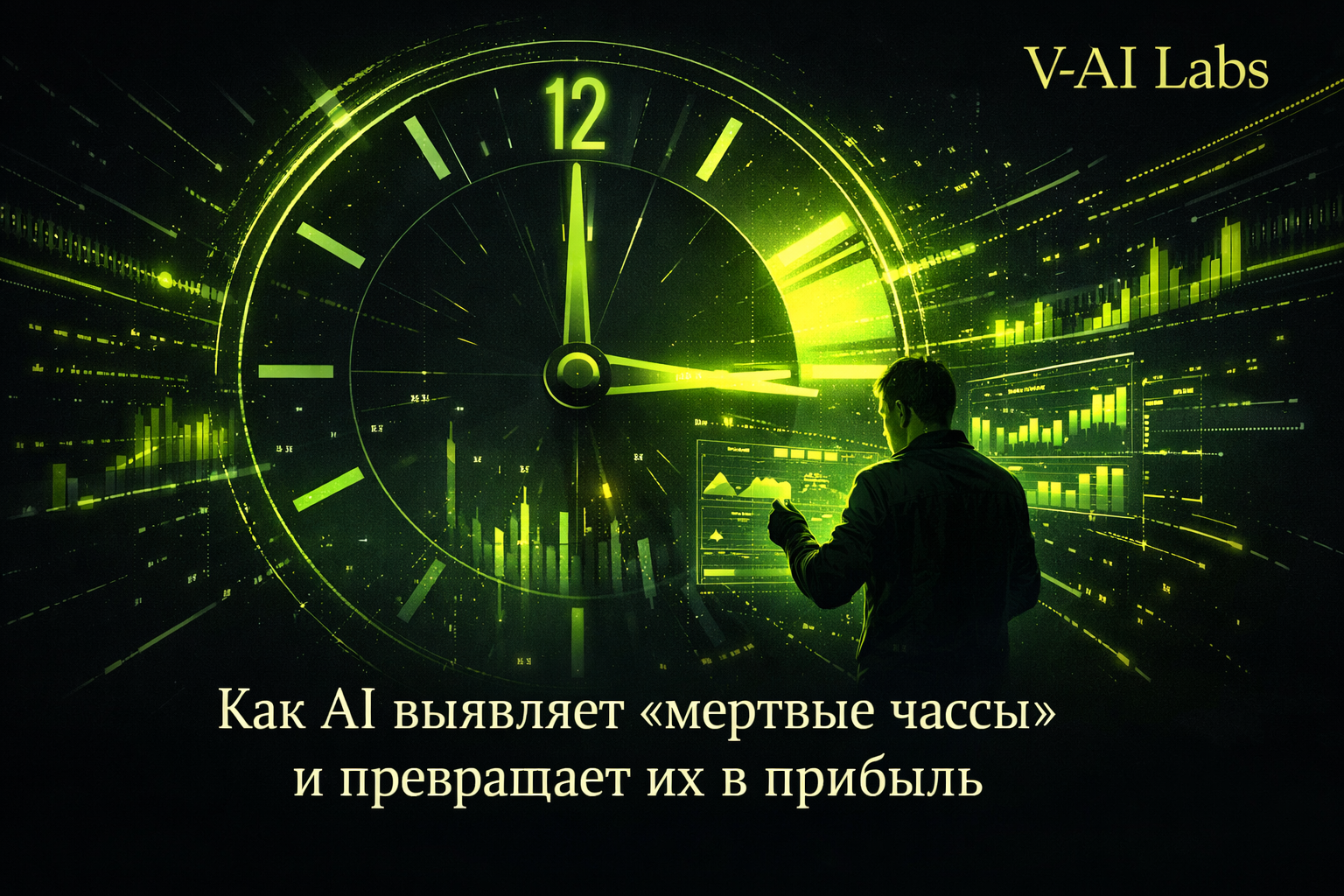 График загрузки бизнеса с выделенными мертвыми часами и иконкой AI