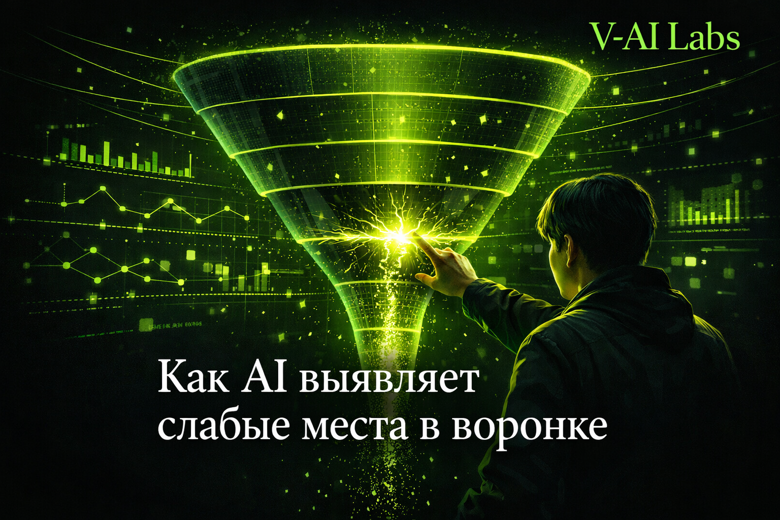 Схема воронки продаж с подсветкой слабых мест с помощью ИИ