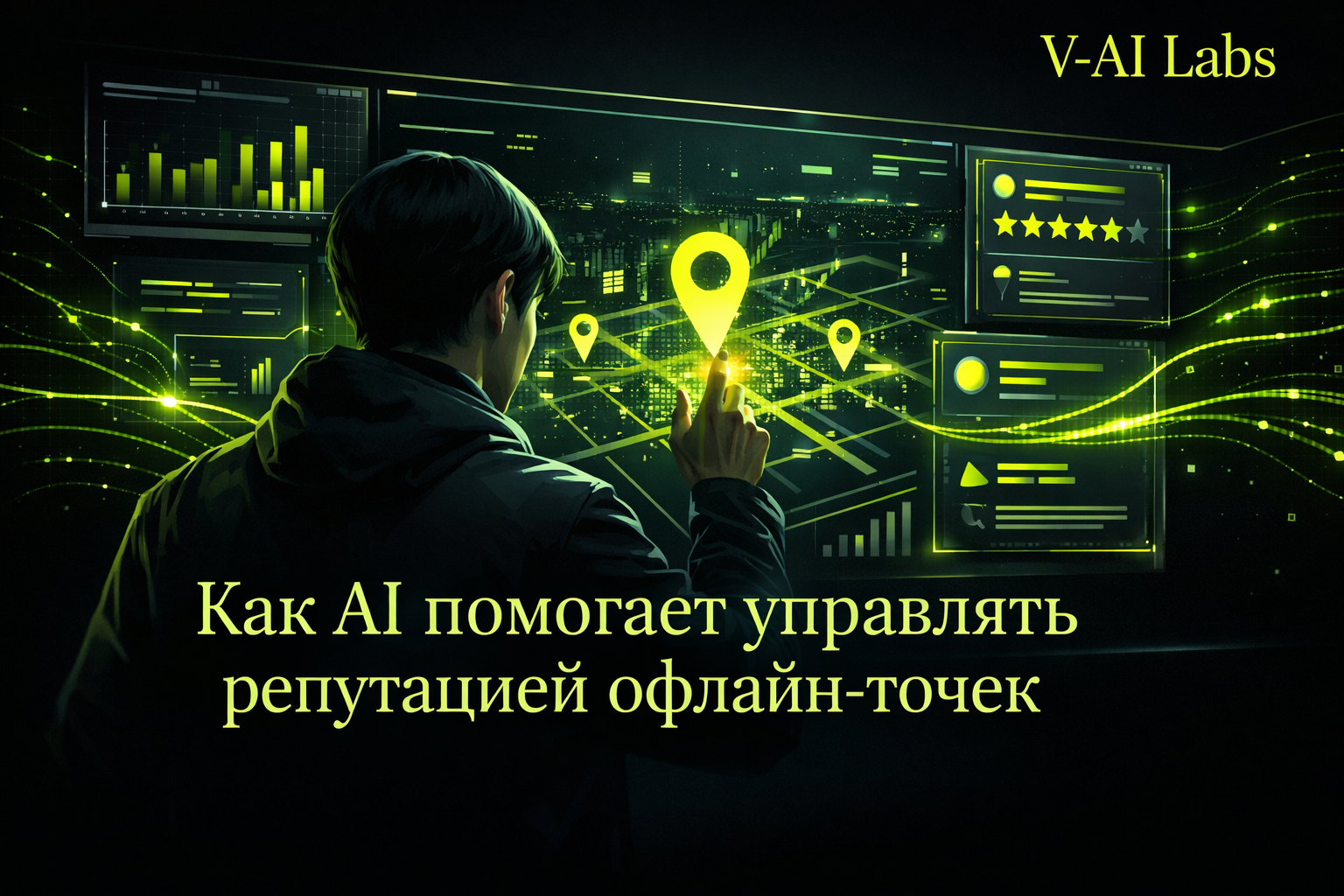 Графика на тему искусственного интеллекта и репутации офлайн-бизнеса