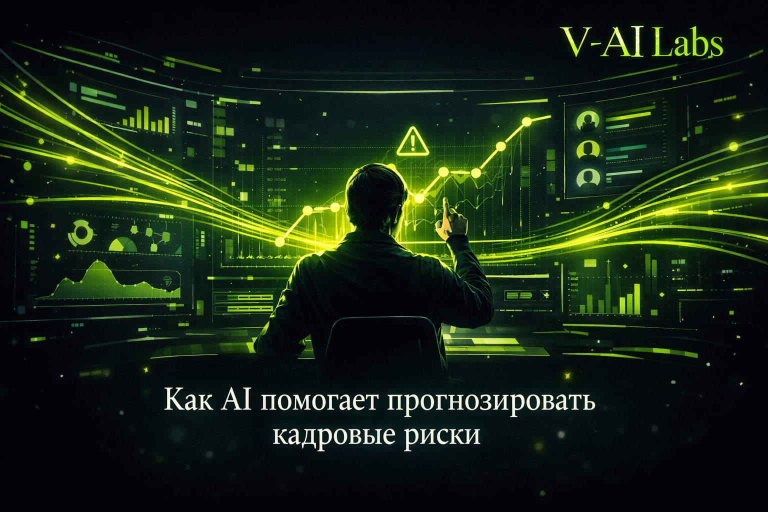 HR-специалист анализирует кадровые риски с помощью AI-дашборда