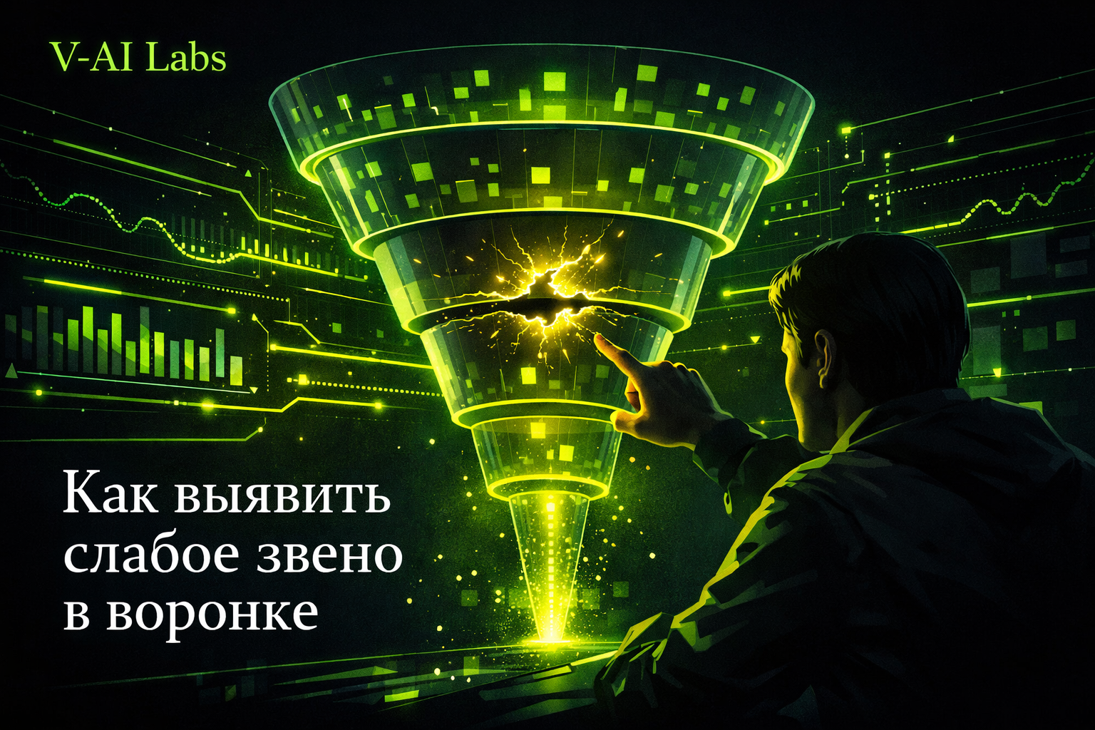 Диаграмма воронки продаж с подсветкой слабого звена