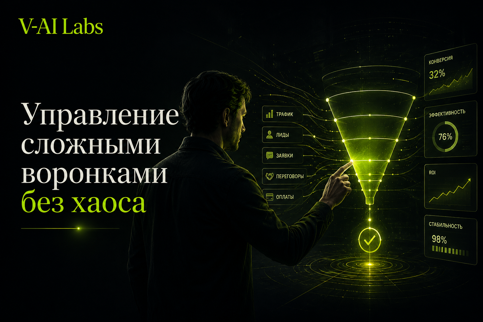 Обложка статьи про управление сложными воронками без хаоса